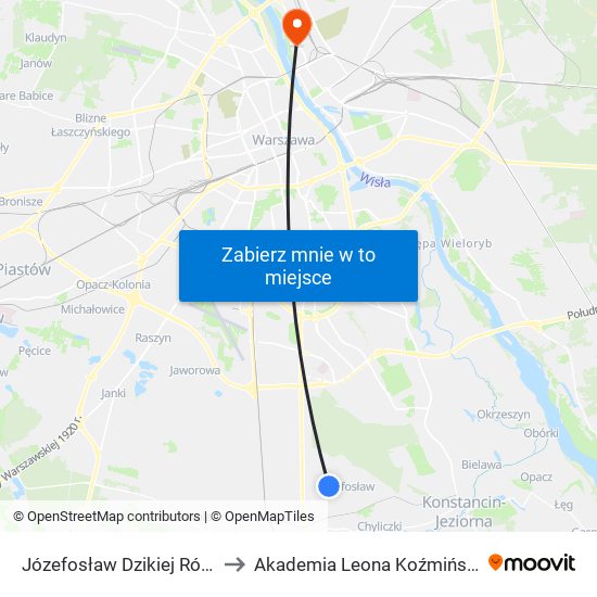 Józefosław Dzikiej Róży 01 to Akademia Leona Koźmińskiego map