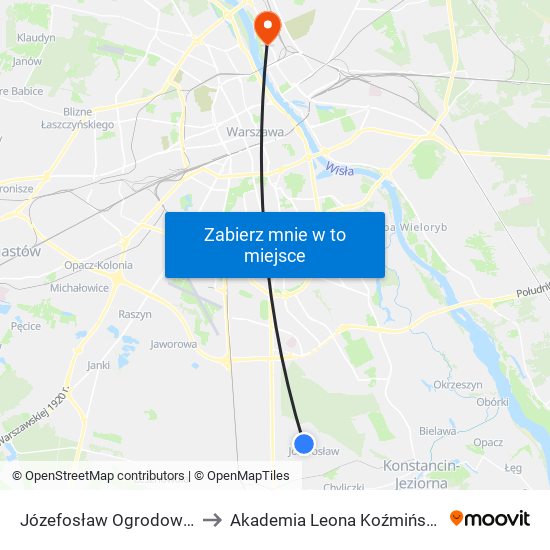 Józefosław Ogrodowa to Akademia Leona Koźmińskiego map