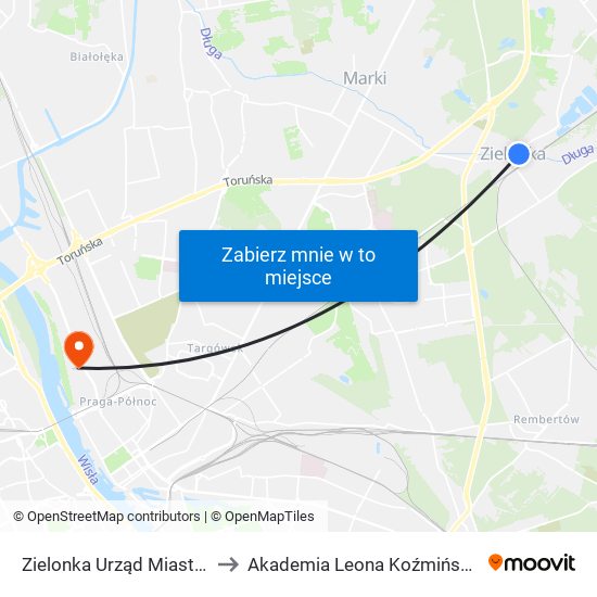 Zielonka Urząd Miasta 02 to Akademia Leona Koźmińskiego map