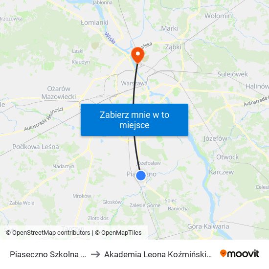 Piaseczno Szkolna to Akademia Leona Koźmińskiego map