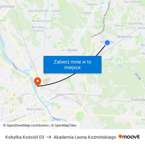 Kobyłka Kościół to Akademia Leona Koźmińskiego map