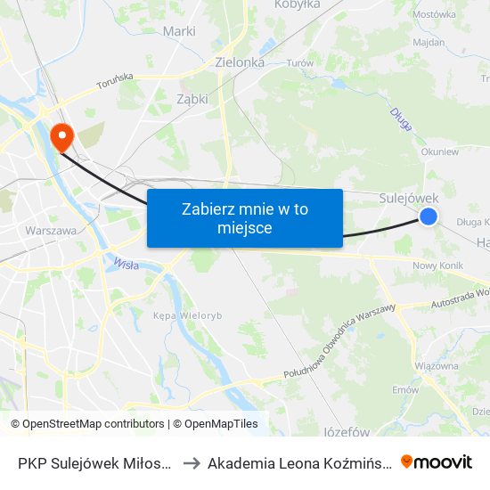 PKP Sulejówek Miłosna 01 to Akademia Leona Koźmińskiego map