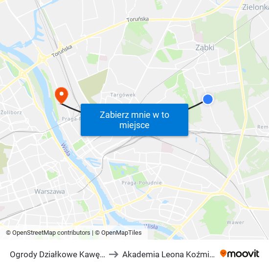 Ogrody Działkowe Kawęczyn 01 to Akademia Leona Koźmińskiego map