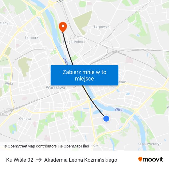 Ku Wiśle to Akademia Leona Koźmińskiego map