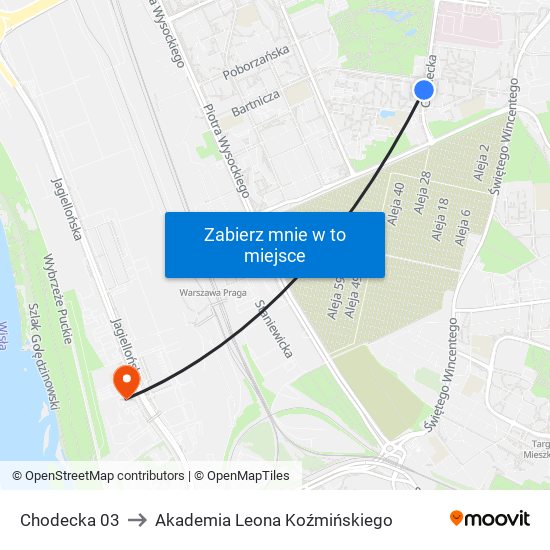 Chodecka 03 to Akademia Leona Koźmińskiego map