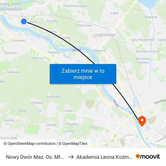 Nowy Dwór Maz. Os. Młodych 01 to Akademia Leona Koźmińskiego map