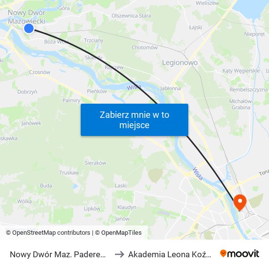 Nowy Dwór Maz. Paderewskiego 01 to Akademia Leona Koźmińskiego map