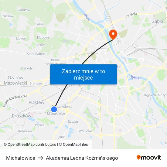 Michałowice to Akademia Leona Koźmińskiego map