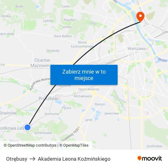 Otrębusy to Akademia Leona Koźmińskiego map