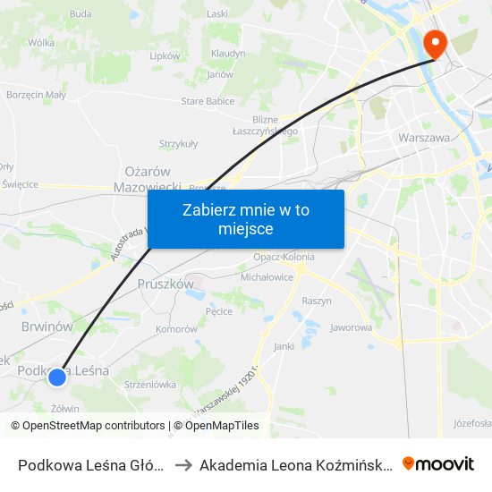 Podkowa Leśna Główna to Akademia Leona Koźmińskiego map