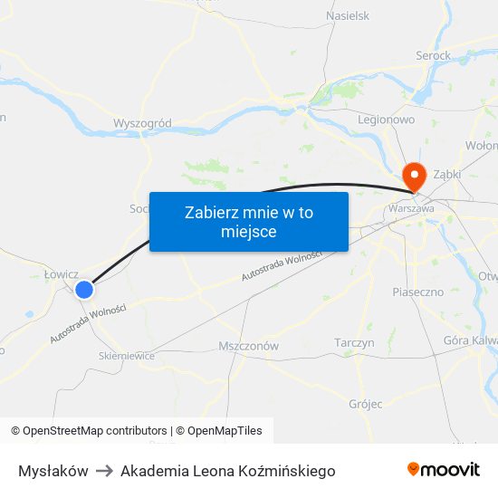 Mysłaków to Akademia Leona Koźmińskiego map