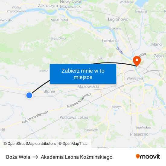 Boża Wola to Akademia Leona Koźmińskiego map