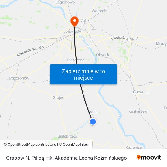 Grabów Nad Pilicą to Akademia Leona Koźmińskiego map