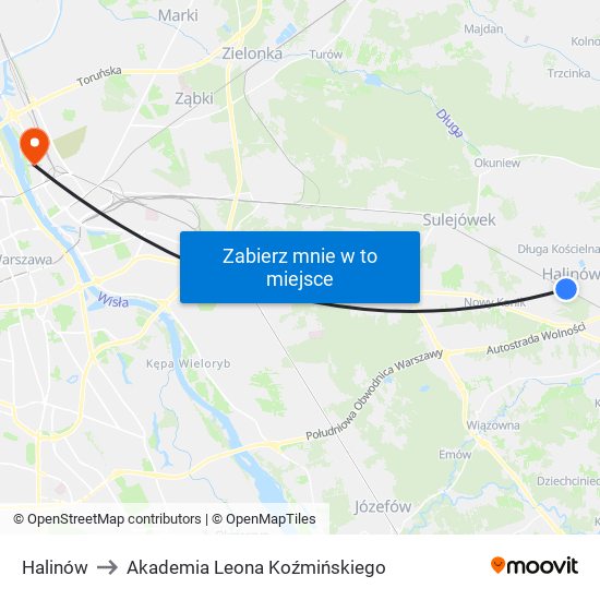 Halinów to Akademia Leona Koźmińskiego map