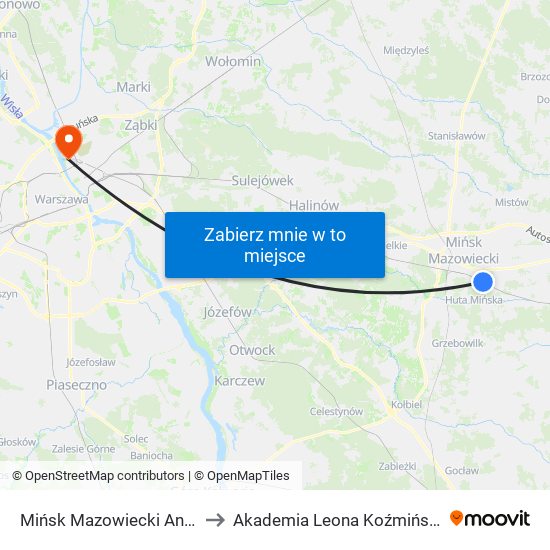 Mińsk Mazowiecki Anielina to Akademia Leona Koźmińskiego map