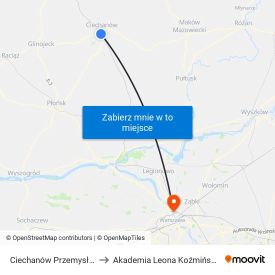 Ciechanów Przemysłowy to Akademia Leona Koźmińskiego map