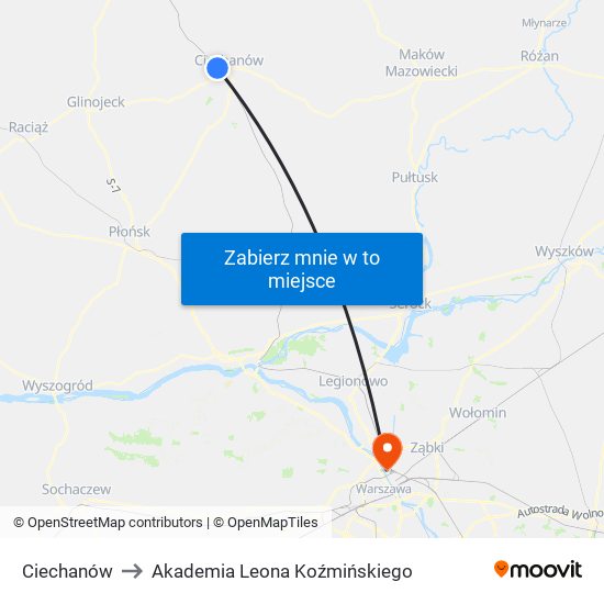 Ciechanów to Akademia Leona Koźmińskiego map