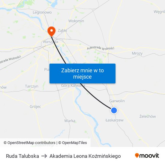 Ruda Talubska to Akademia Leona Koźmińskiego map