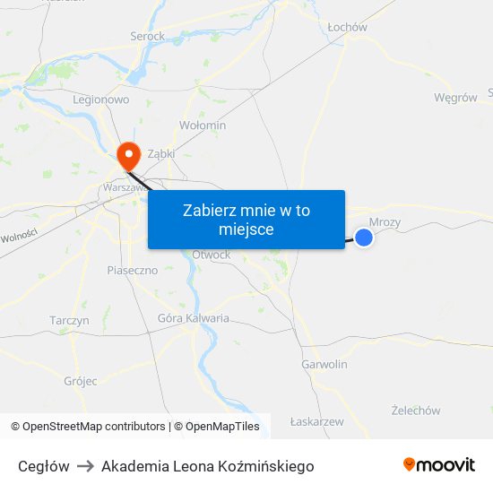 Cegłów to Akademia Leona Koźmińskiego map