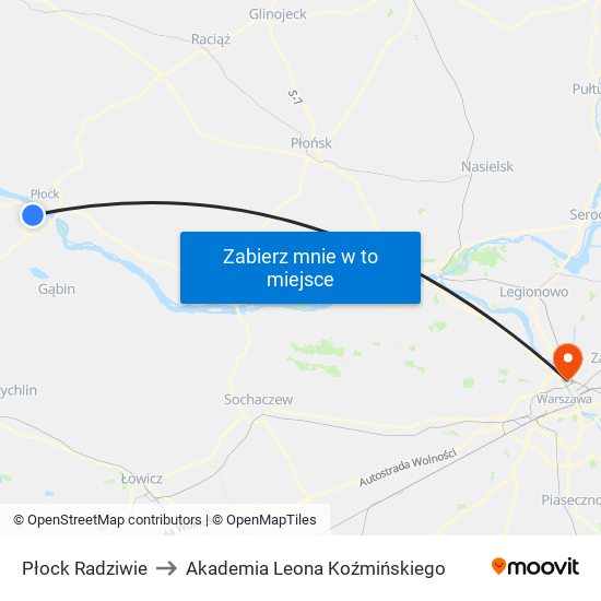 Płock Radziwie to Akademia Leona Koźmińskiego map