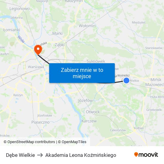 Dębe Wielkie to Akademia Leona Koźmińskiego map