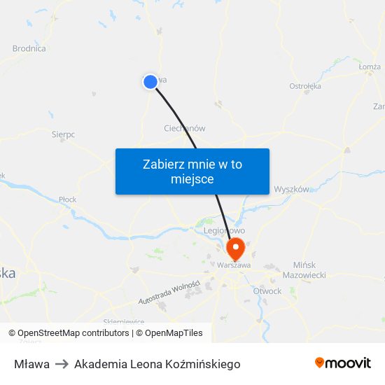 Mława to Akademia Leona Koźmińskiego map