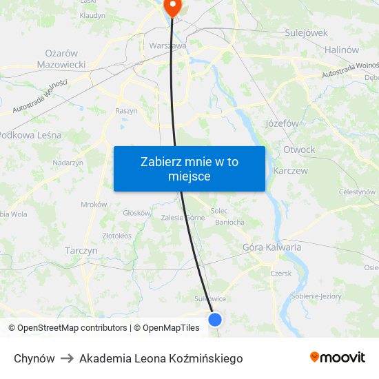 Chynów to Akademia Leona Koźmińskiego map