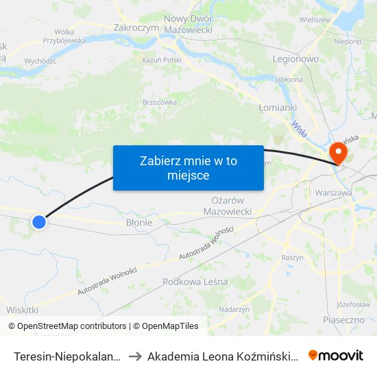 Teresin-Niepokalanów to Akademia Leona Koźmińskiego map