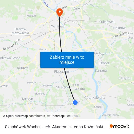 Czachówek Wschodni to Akademia Leona Koźmińskiego map