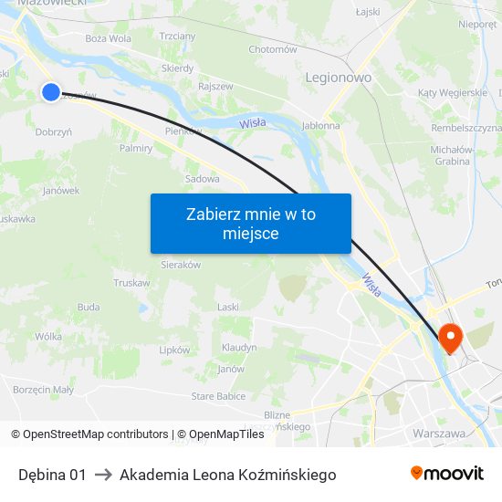 Dębina 01 to Akademia Leona Koźmińskiego map