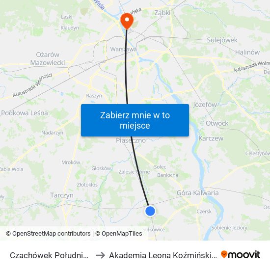 Czachówek Południowy to Akademia Leona Koźmińskiego map