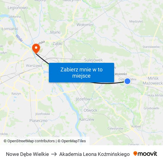 Nowe Dębe Wielkie to Akademia Leona Koźmińskiego map