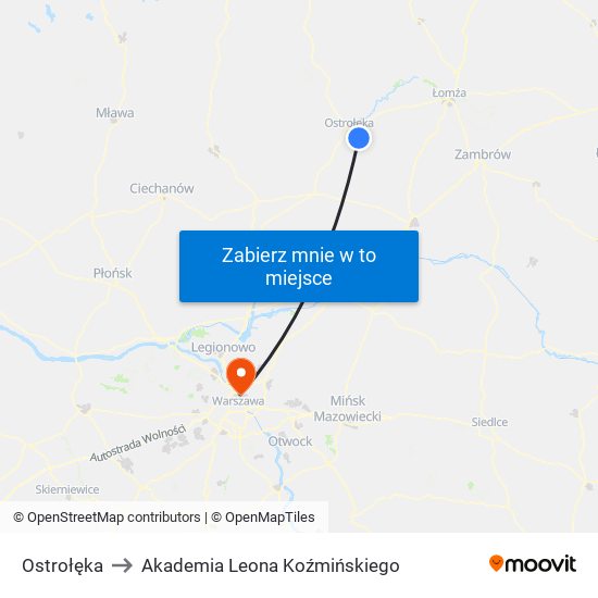 Ostrołęka to Akademia Leona Koźmińskiego map