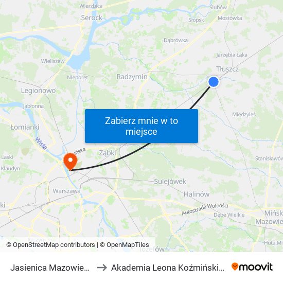 Jasienica Mazowiecka to Akademia Leona Koźmińskiego map