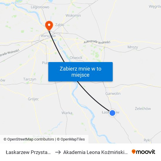 Łaskarzew Przystanek to Akademia Leona Koźmińskiego map