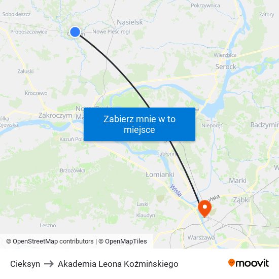 Cieksyn to Akademia Leona Koźmińskiego map