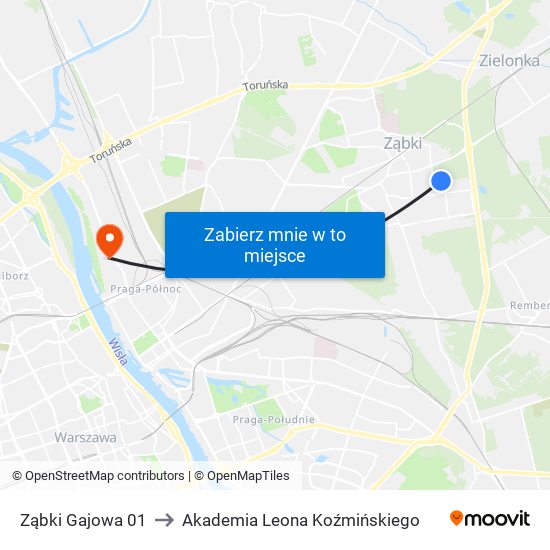 Ząbki Gajowa 01 to Akademia Leona Koźmińskiego map