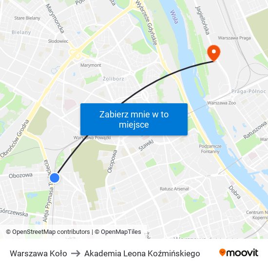 Warszawa Koło to Akademia Leona Koźmińskiego map