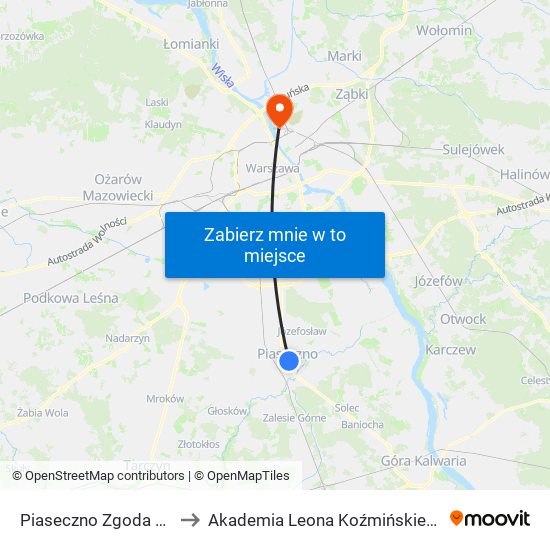 Piaseczno Zgoda to Akademia Leona Koźmińskiego map