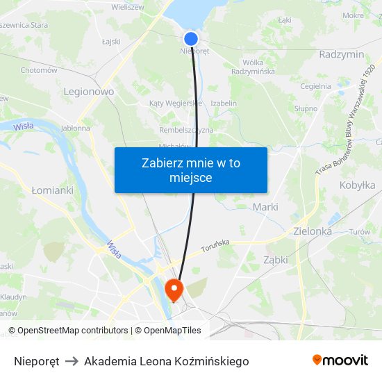 Nieporęt to Akademia Leona Koźmińskiego map