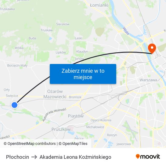 Płochocin to Akademia Leona Koźmińskiego map