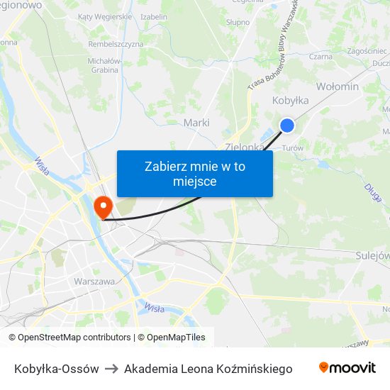 Kobyłka-Ossów to Akademia Leona Koźmińskiego map