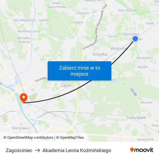 Zagościniec to Akademia Leona Koźmińskiego map