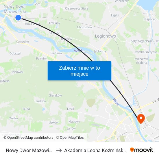 Nowy Dwór Mazowiecki to Akademia Leona Koźmińskiego map