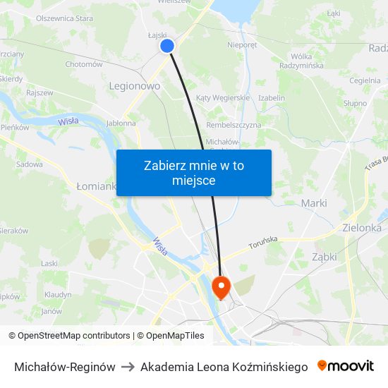 Michałów-Reginów to Akademia Leona Koźmińskiego map