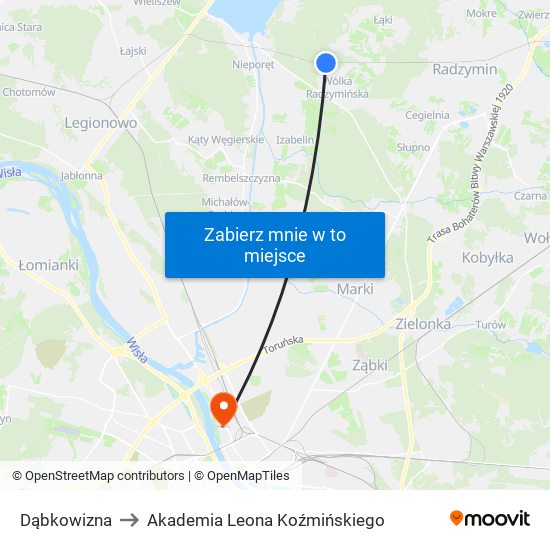 Dąbkowizna to Akademia Leona Koźmińskiego map