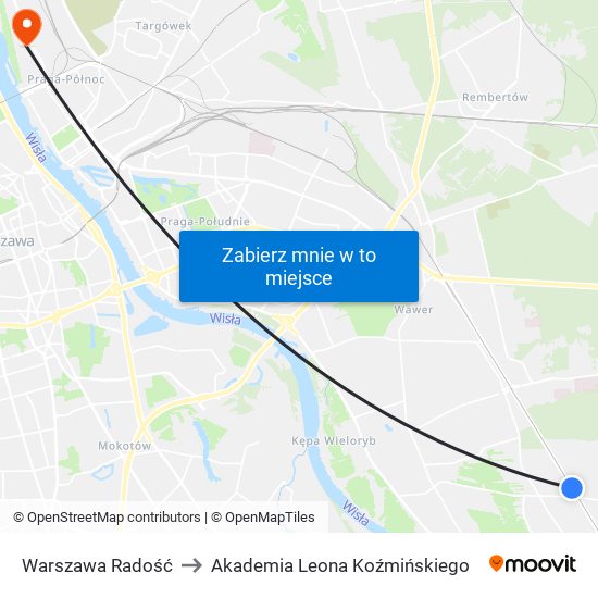 Warszawa Radość to Akademia Leona Koźmińskiego map