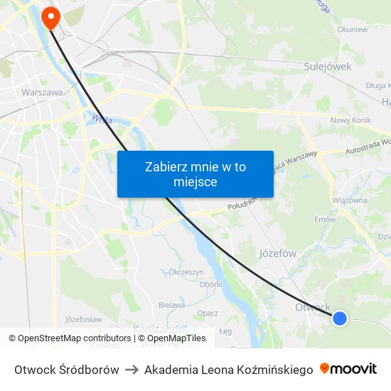 Otwock Śródborów to Akademia Leona Koźmińskiego map