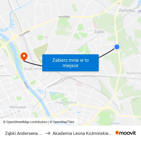 Ząbki Andersena 01 to Akademia Leona Koźmińskiego map