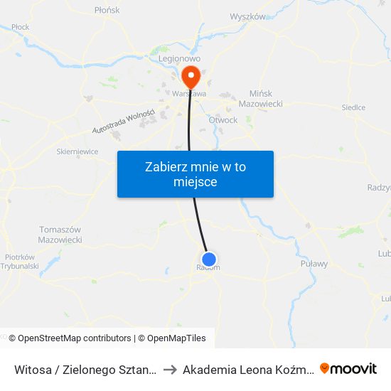 Witosa / Zielonego Sztandaru (Nż) to Akademia Leona Koźmińskiego map